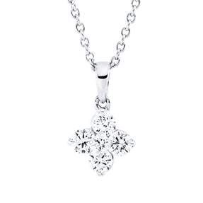 Collier 750 Weißgold 4 Brillanten 0,35ct TW-SI 1 Brillant 0,03ct TW-SI L:45,7cm