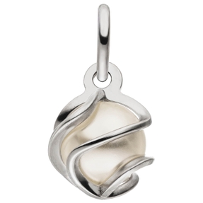 Anhänger aus 925 Silber rhodiniert mit synthetischer Perle weiß