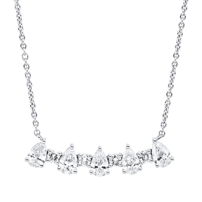 Collier aus 750 Weißgold 9 Diamanten Fanatsy-Schliff 0,85ct TW-SI L:45,7cm