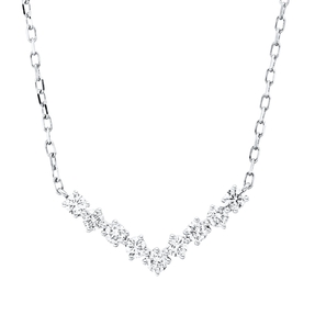 Collier aus 750 Gold Weißgold 9 Brillanten 0,36ct TW-PI L:45,7cm