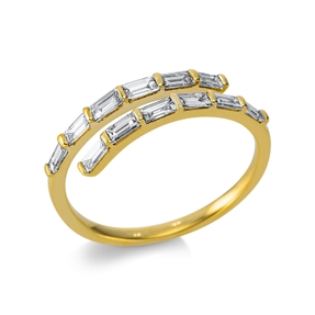 Ring aus 750 Gelbgold 12 Diamanten Baguette-Schliff 0,49ct TW-SI B:5,2mm