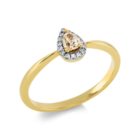 Ring aus 750 Gold Gelbgold 16 Diamanten 0,26ct B:7,2mm Fassung rhodiniert