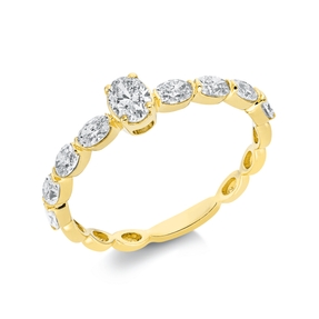 Ring aus 750 Gold Gelbgold 9 Diamanten 0,81ct TW-SI B:4,3mm