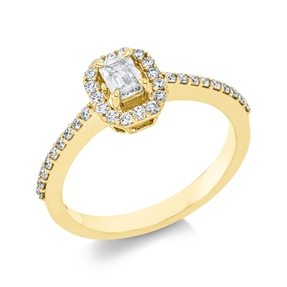 Ring aus 750 Gold Gelbgold 35 Diamanten 0,49ct TW-SI B:7,7mm 4er-Krappe