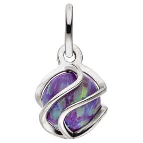 Anhänger aus 925 Silber rhodiniert mit synthetischem Opal grün-violett