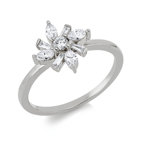 Ring aus 750 Gold Weißgold 9 Diamanten 0,36ct B:10,6mm