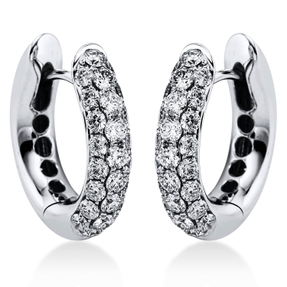 Pavé Creolen aus 750 Gold Weißgold 55 Brillanten 1,1ct TW-VSI 16x3,7mm