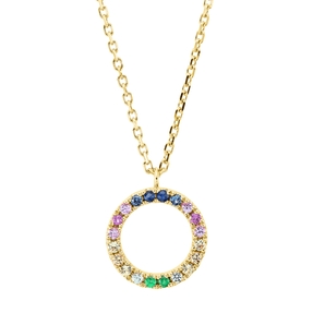 Collier Kreis aus 750 Gold Gelbgold 20 Saphire 0,31ct gelb L:45,7cm