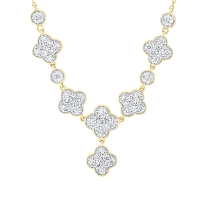 Collier aus 750 Gelbgold 74 Diamanten 0,74ct TW-SI L:45cm Fassung rhodiniert