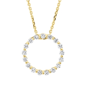 Collier Kreis aus 750 Gold Gelbgold 17 Brillanten 0,39ct TW-SI L:45cm