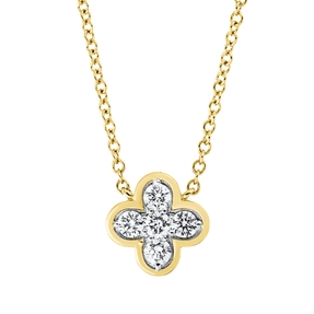 Collier Tropfen 750 Gelbgold 5 Brillanten 0,26ct TW-SI L:45,7cm Fassung rhodiniert