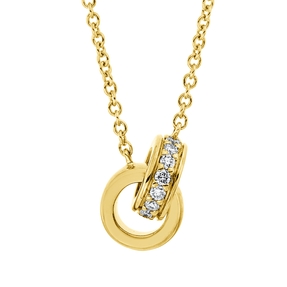 Collier aus 750 Gold Gelbgold 15 Brillanten 0,07ct TW-SI L:42cm