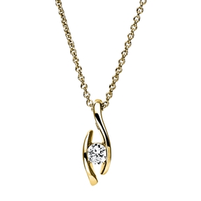 Solitaire Collier aus 585 Gold Gelbgold Brillant 0,2ct TW-SI L:45cm
