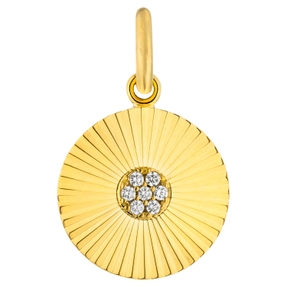 Anhänger Sonne aus 925 Silber vergoldet mit 7 Zirkonia Ø 11,8mm