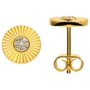 Ohrstecker Sonne Ø 8,8mm aus 925 Silber vergoldet mit 14 Zirkonia Ohrringe