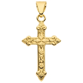 Anhänger Kreuz aus 333 Gold Gelbgold mit Ornament 17,6x10,2mm Goldkreuz