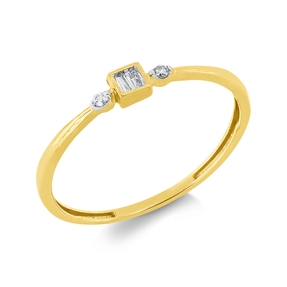 Ring aus 750 Gelbgold 4 Diamanten 0,07ct TW-SI B:2,9mm Fassung rhodiniert
