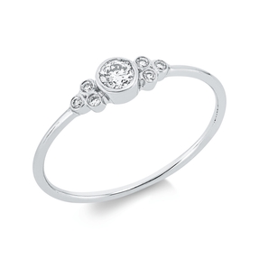 Ring aus 750 Gold Weißgold 7 Brillanten 0,14ct TW-SI B:4mm Zarge