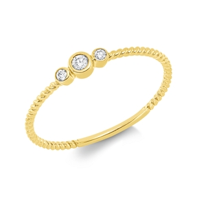 Ring aus 750 Gelbgold 2 Brillanten 0,02ct TW-SI 1 Brillant 0,03ct TW-SI B:3mm