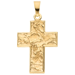 Anhänger Kreuz aus 333 Gold Gelbgold mattiert mit Struktur 23x15,1mm Goldkreuz