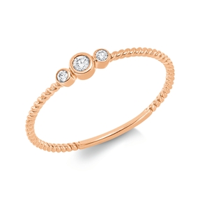 Ring aus 750 Rotgold 2 Brillanten 0,02ct TW-SI 1 Brillant 0,03ct TW-SI B:3mm