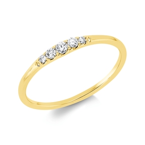 Ring aus 750 Gelbgold 5 Diamanten 0,11ct TW-SI B:2,3mm Fassung rhodiniert