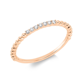 Ring aus 750 Rotgold 7 Brillanten 0,08ct TW-SI B:1,4mm Fassung rhodiniert