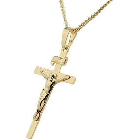 Anhänger Kreuz mit Jesus 333 Gold Gelbgold 26x15mm Goldkreuz Korpus INRI