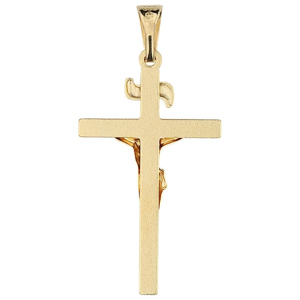 Anhänger Kreuz mit Jesus aus 333 Gelbgold 26x15mm Korpus INRI