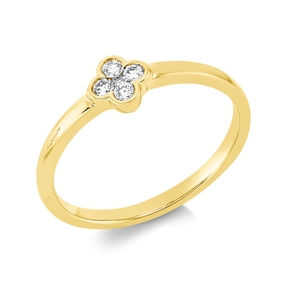Ring aus 750 Gelbgold 4 Brillanten 0,09ct TW-SI 1 Brillant 0,01ct TW-SI B:5,3mm
