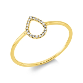 Ring Tropfen aus 750 Gold Gelbgold 20 Diamanten 0,04ct TW-SI B:7,8mm