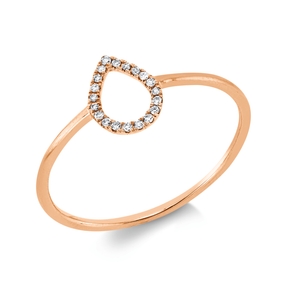 Ring Tropfen aus 750 Gold Rotgold 20 Diamanten 0,04ct TW-SI B:7,8mm