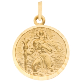 Anhänger Christophorus Medaille Ø 16,1mm aus 333 Gold Gelbgold mattiert