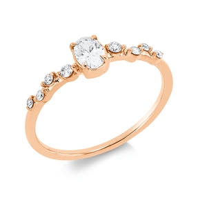 Ring aus 750 Gold Rotgold 9 Diamanten 0,33ct TW-SI B:4,6mm