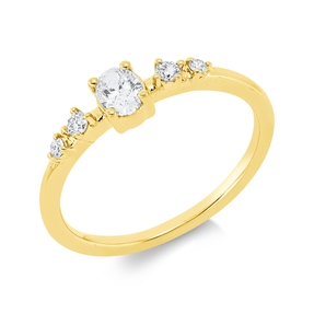 Ring aus 750 Gold Gelbgold 5 Diamanten 0,34ct TW-SI B:4,6mm
