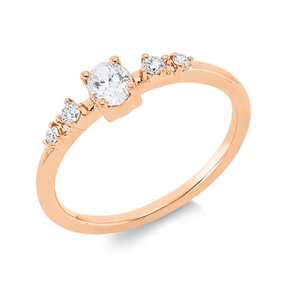 Ring aus 750 Gold Rotgold 5 Diamanten 0,34ct TW-SI B:4,6mm 4er-Krappe