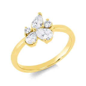 Ring aus 750 Gold Gelbgold 5 Diamanten 0,69ct TW-SI B:9,5mm