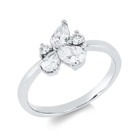 Ring aus 750 Gold Weißgold 5 Diamanten 0,69ct TW-SI B:9,5mm