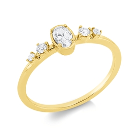 Ring aus 750 Gold Gelbgold 5 Diamanten 0,29ct TW-SI B:5,6mm