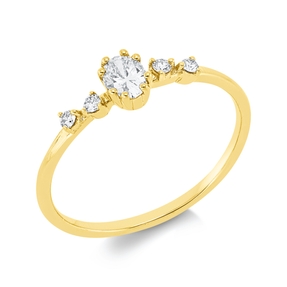 Ring aus 750 Gold Gelbgold 5 Diamanten 0,26ct TW-SI B:4,5mm
