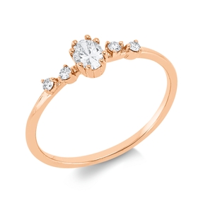 Ring aus 750 Gold Rotgold 5 Diamanten 0,26ct TW-SI B:4,5mm