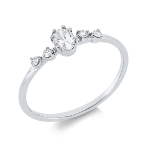 Ring aus 750 Gold Weißgold 5 Diamanten 0,26ct TW-SI B:4,5mm