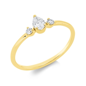 Ring aus 750 Gold Gelbgold 3 Diamanten 0,25ct TW-SI B:5,2mm