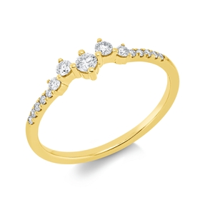 Ring aus 750 Gold Gelbgold 15 Diamanten 0,21ct TW-SI B:4mm