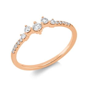 Ring aus 750 Gold Rotgold 15 Diamanten 0,21ct TW-SI B:4mm