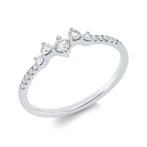 Ring aus 750 Gold Weißgold 15 Diamanten 0,21ct TW-SI B:4mm