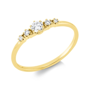 Ring aus 750 Gold Gelbgold 5 Diamanten 0,2ct TW-SI B:3,5mm