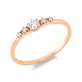 Ring aus 750 Gold Rotgold 5 Diamanten 0,2ct TW-SI B:3,5mm