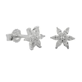 Paar Ohrstecker Blume oder Stern mit Zirkonia 8mm 925 Silber Kinder