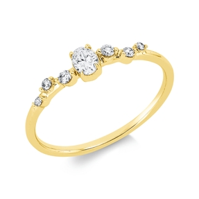Ring aus 750 Gold Gelbgold 7 Diamanten 0,21ct TW-SI B:3,8mm